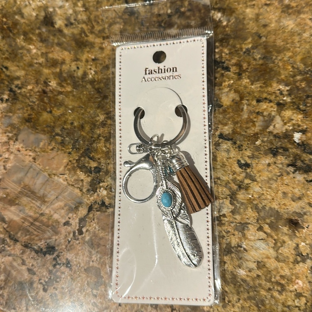 Turquoise And Tassel Keychain